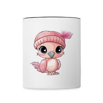 Flamingo Süß Niedlich Baby Kinder Tier Cartoon - Tasse zweifarbig - Weiß/Schwarz - Vorne