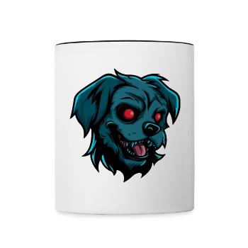 Hund Halloween Comic Zombie - Tasse zweifarbig - Weiß/Schwarz - Vorne