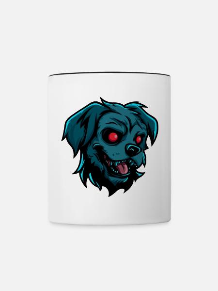 Chien Halloween Bande dessinée Zombie - Mug contrasté - blanc/noir