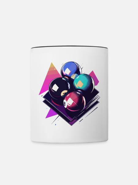 Billardkugeln Grafik - Tasse zweifarbig - Weiß/Schwarz