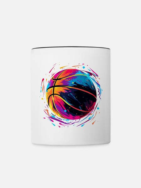 Retro Basketball Vaporwave - Tasse zweifarbig - Weiß/Schwarz