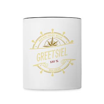 Mein Herz schlägt Wellen - Greetsiel - Tasse zweifarbig - Weiß/Schwarz - Vorne