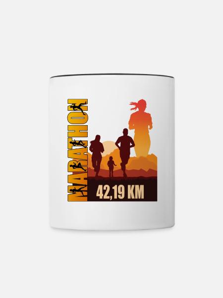 42.19 KM - Marathon - Tasse zweifarbig - Weiß/Schwarz