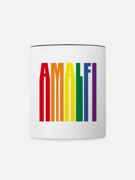 Amalfi Regenbogen Pride Geschenk - Tasse zweifarbig - Weiß/Schwarz
