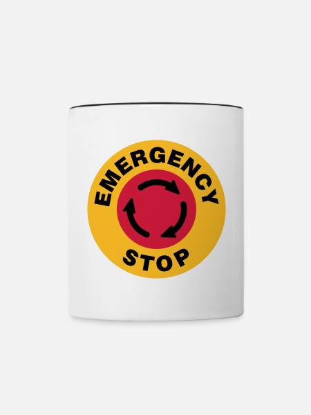 Notfall Stop - Tasse zweifarbig - Weiß/Schwarz