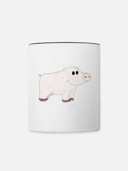 Schwein / Pig - Tasse zweifarbig - Weiß/Schwarz