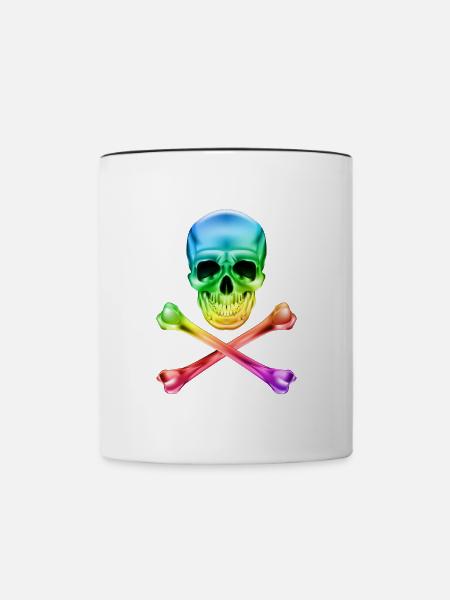 Schädel und Knochen Bunt - Tasse zweifarbig - Weiß/Schwarz
