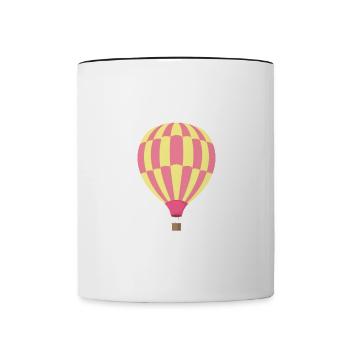 Pink-Gelber Heißluftballon – Cute Clipart - Tasse zweifarbig - Weiß/Schwarz - Vorne