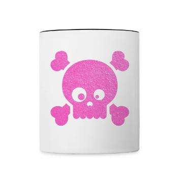 Pink Skull Pop Art Crossbones - Tasse zweifarbig - Weiß/Schwarz - Vorne