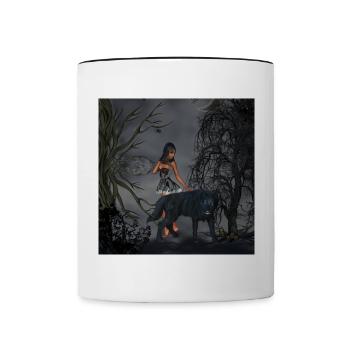 Fée génial avec loup - Mug contrasté - blanc/noir - Devant