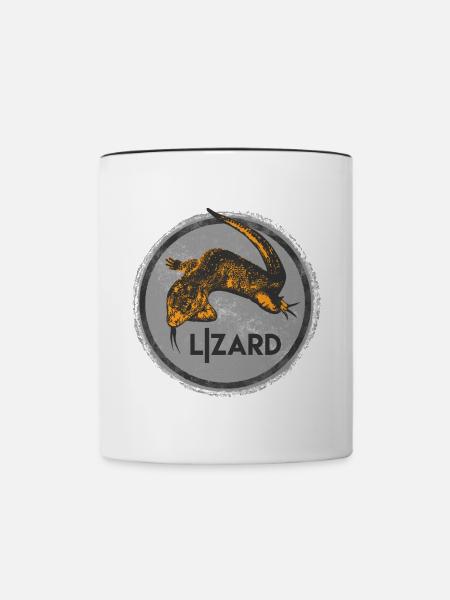 Kreativer Echsen-Illustrationsdruck - Tasse zweifarbig - Weiß/Schwarz