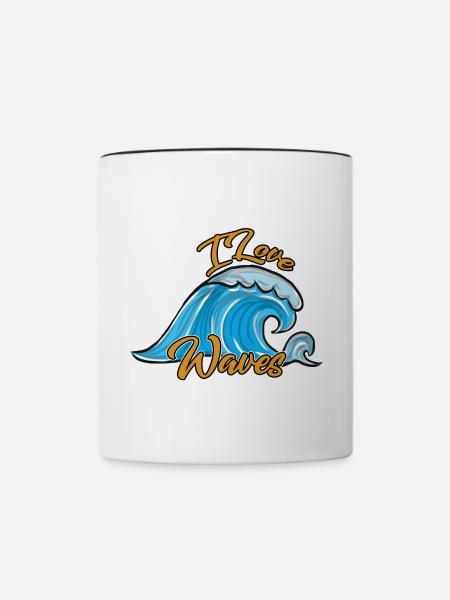 Wellenreiten Surfen - Tasse zweifarbig - Weiß/Schwarz