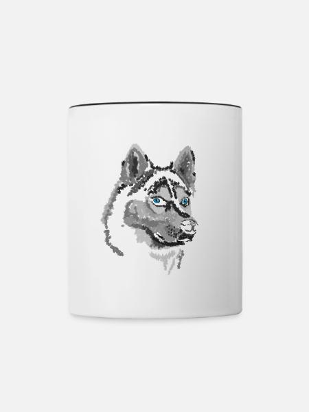 Schlittenhund - Tasse zweifarbig - Weiß/Schwarz
