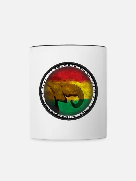 Elefantenwelt im Rasta-Design - Tasse zweifarbig - Weiß/Schwarz