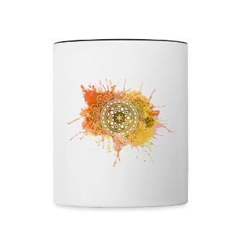 Mandala - Orange - Tasse zweifarbig - Weiß/Schwarz - Vorne