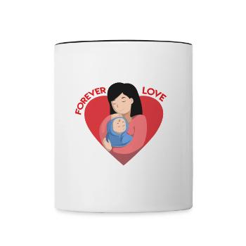 Toujours l'amour bébé maman - Mug contrasté - blanc/noir - Devant