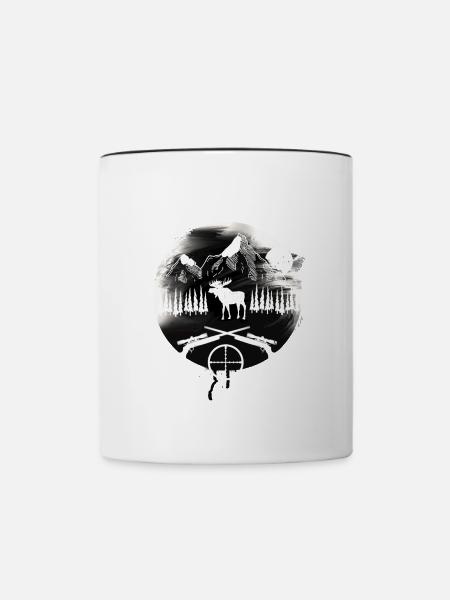 Jäger Jagen Elch - Tasse zweifarbig - Weiß/Schwarz