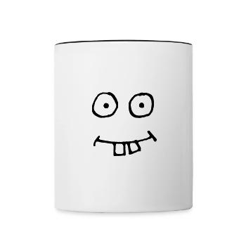 Funny face, cartoon - Contrasting Mug - white/black - Front