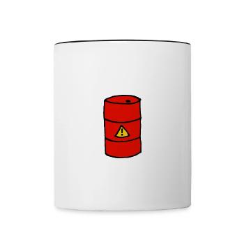 Fass, Comicstyle, Umweltverschmutzung, Gefahrgut - Tasse zweifarbig - Weiß/Schwarz - Vorne