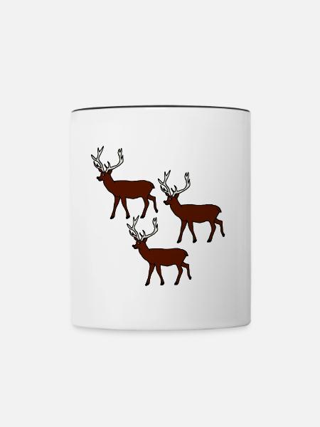 Hirsche, Waldtiere, Comicstyle, Kinder, Baby - Tasse zweifarbig - Weiß/Schwarz