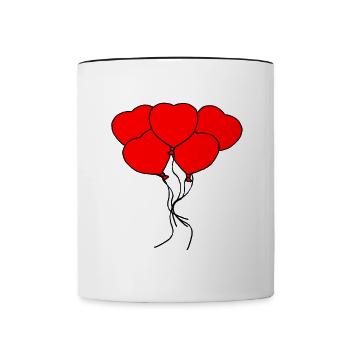 Ballons de coeur - Mug contrasté - blanc/noir - Devant