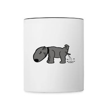 Pissing Dog Pinkelnder Hund - Tasse zweifarbig - Weiß/Schwarz - Vorne