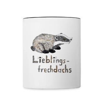 Lieblingsfrechdachs - Süßer Dachs Aquarell - Tasse zweifarbig - Weiß/Schwarz - Vorne