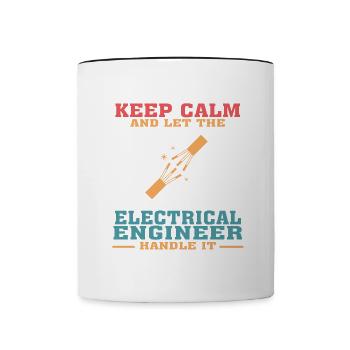 Lustiges Elektroingenieur-T-Shirt, bleib ruhig - Tasse zweifarbig - Weiß/Schwarz - Vorne