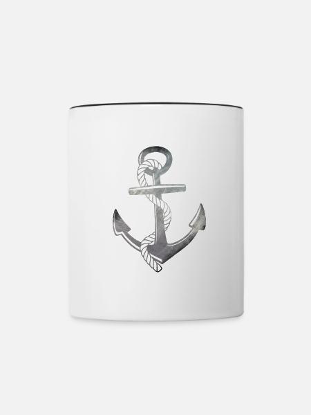 Anker - Tasse zweifarbig - Weiß/Schwarz