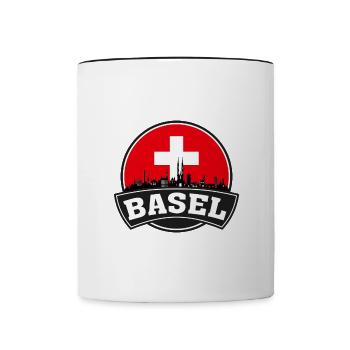 Bâle Suisse Skyline Travel Souvenir Swiss Fl - Mug contrasté - blanc/noir - Devant