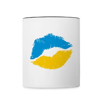 SAVE UKRAINE Ukrainian flag - Contrasting Mug - white/black - Front