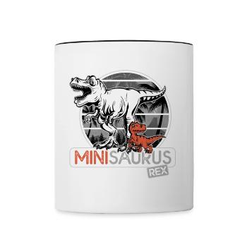 Minisaurus rex Dinosaur boy gift - Contrasting Mug - white/black - Front
