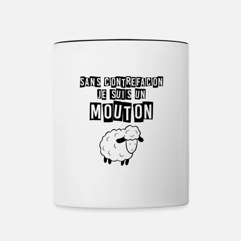 Sans contrefaçon je suis un mouton - Mug contrasté - blanc/noir
