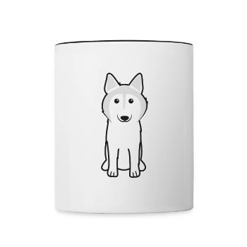 Dessin animé kawaii de chien esquimau canadien - Mug contrasté - blanc/noir - Devant