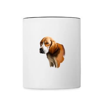 Beagle-Harrier Dufthund Hund Skizze Illustration - Tasse zweifarbig - Weiß/Schwarz - Vorne