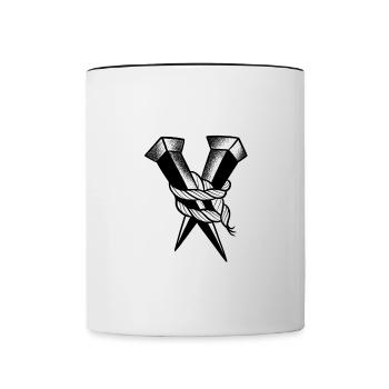 Double clou old school - Mug contrasté - blanc/noir - Devant