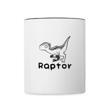 Raptor minimaliste dotwork - Mug contrasté - blanc/noir - Devant