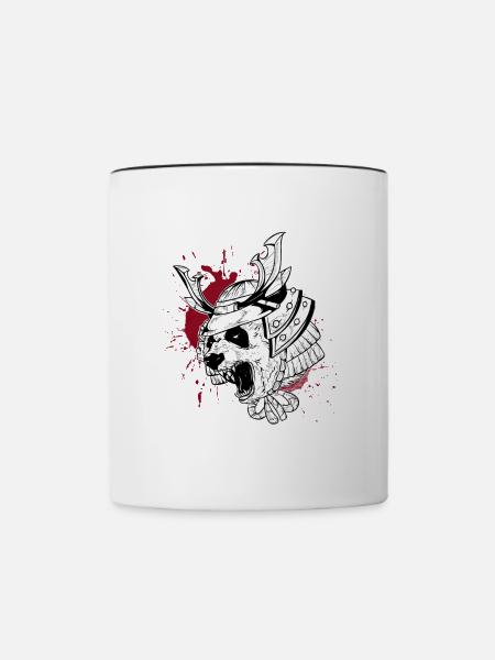 Panda Samurai Trash Stil - Tasse zweifarbig - Weiß/Schwarz