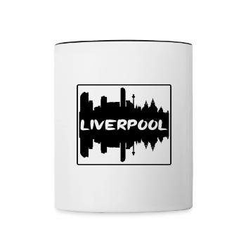 Liverpool Angleterre Skyline Silhouette Voyage Souven - Mug contrasté - blanc/noir - Devant