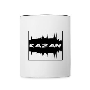 Kazan Russie Skyline Silhouette Souvenir de voyage - Mug contrasté - blanc/noir - Devant