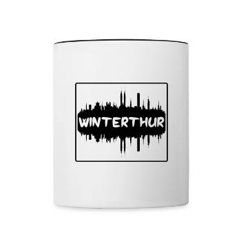 Winterthur Switzerland Skyline Silhouette Travel S - Contrasting Mug - white/black - Front