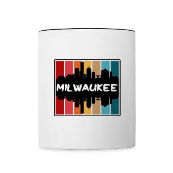 Milwaukee Wisconsin USA Skyline Silhouette Reisen - Tasse zweifarbig - Weiß/Schwarz - Vorne