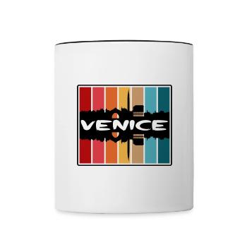 Venice Italy Skyline Silhouette Travel Souvenir - Contrasting Mug - white/black - Front