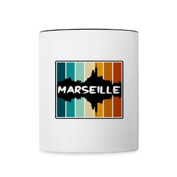 Marseille Frankreich Skyline Silhouette Reise Souveni - Tasse zweifarbig - Weiß/Schwarz - Vorne
