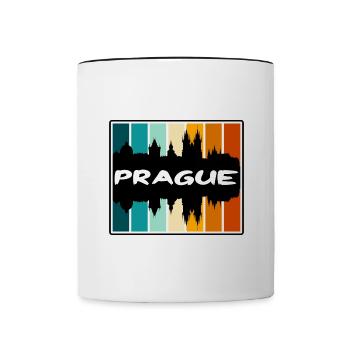 Prag Tschechien Skyline Silhouette Reise Souvenir - Tasse zweifarbig - Weiß/Schwarz - Vorne