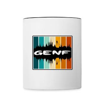 Genf Schweiz Skyline Silhouette Travel Souveni - Tasse zweifarbig - Weiß/Schwarz - Vorne