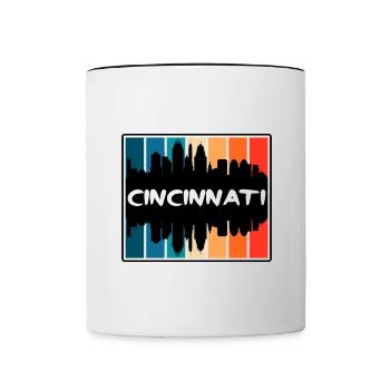 Cincinnati Ohio États-Unis Skyline Silhouette Souv de voyage - Mug contrasté - blanc/noir - Devant