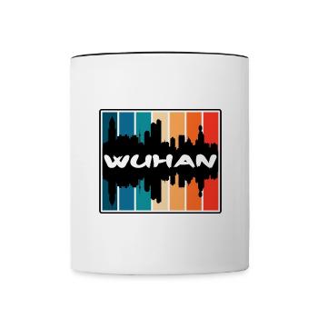 Wuhan China Skyline Silhouette Reise Souvenir - Tasse zweifarbig - Weiß/Schwarz - Vorne