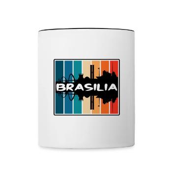 Brasilia Brazil Skyline Silhouette Travel Souvenir - Contrasting Mug - white/black - Front