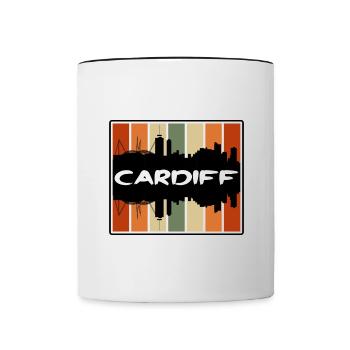 Cardiff Wales Skyline Silhouette Reisesouvenir - Tasse zweifarbig - Weiß/Schwarz - Vorne